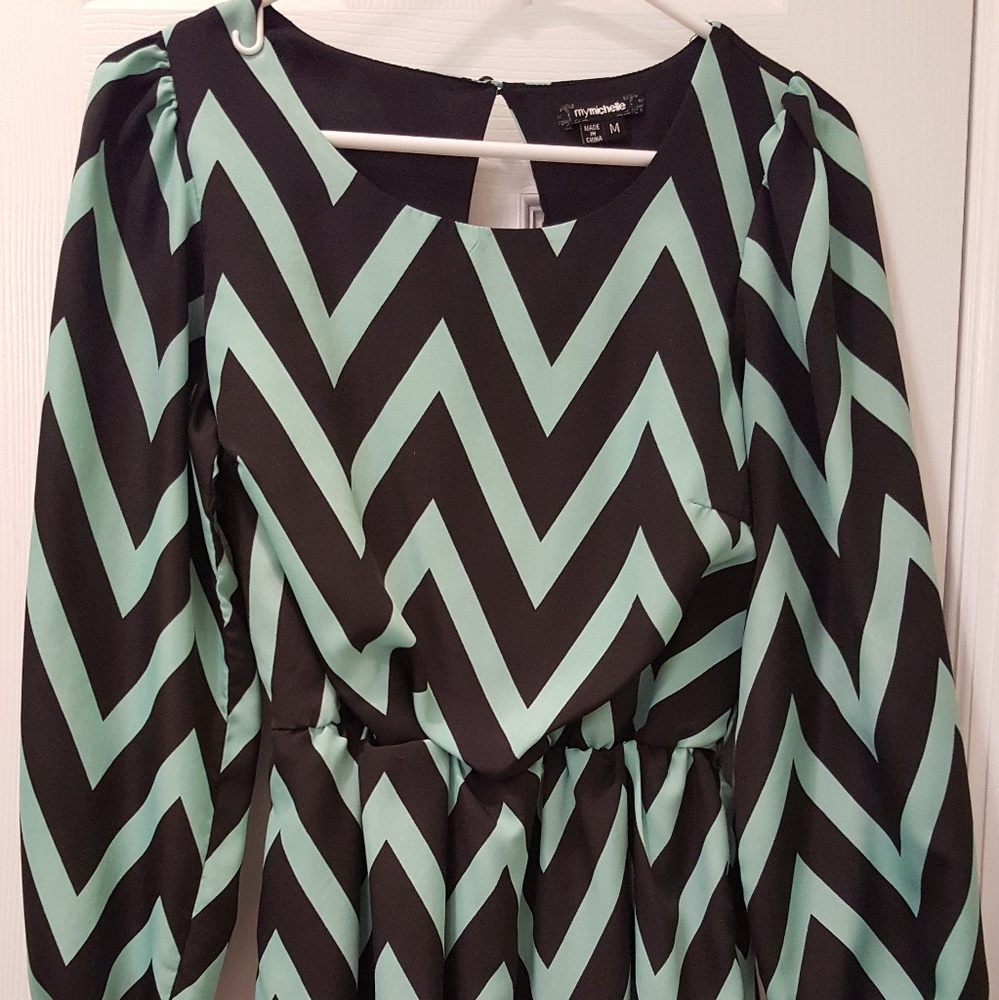 Mint and black chevron dress